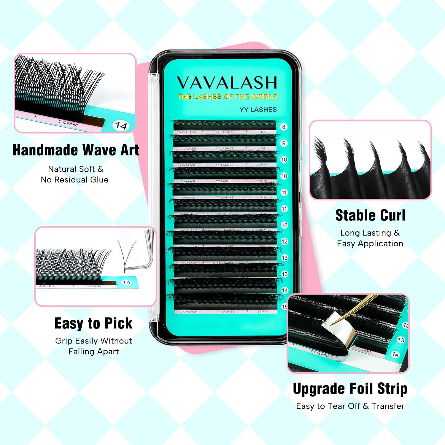 VAVALASH Y lash extensions soft matte black for a natural look.
