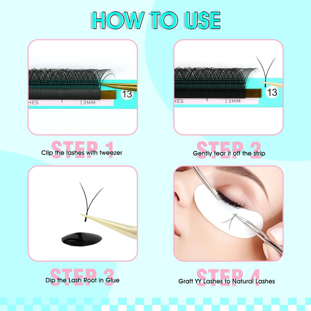VAVALASH Y lash extensions with soft matte black finish for a comfortable feel.