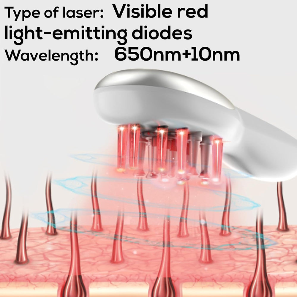 Vavis Lasercomb-001 diode closeup highlights seven safe energy points for consistent treatment.
