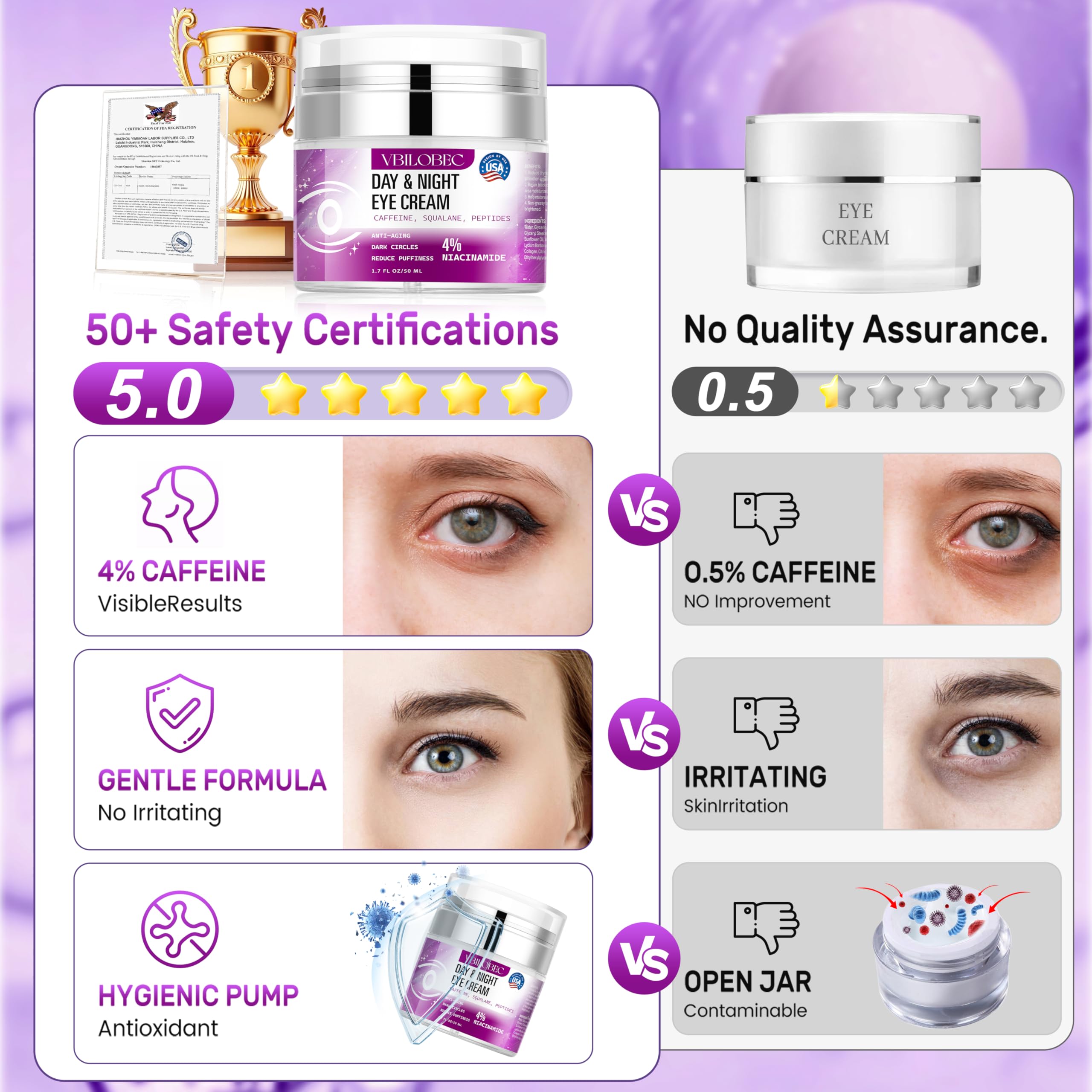 Vbilobec eye cream packaging highlighting premium skincare for all