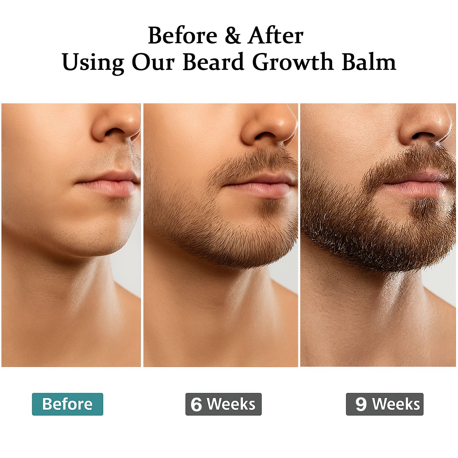 Vbolre beard stimulating balm packaging with clean branding and clear usage tips
