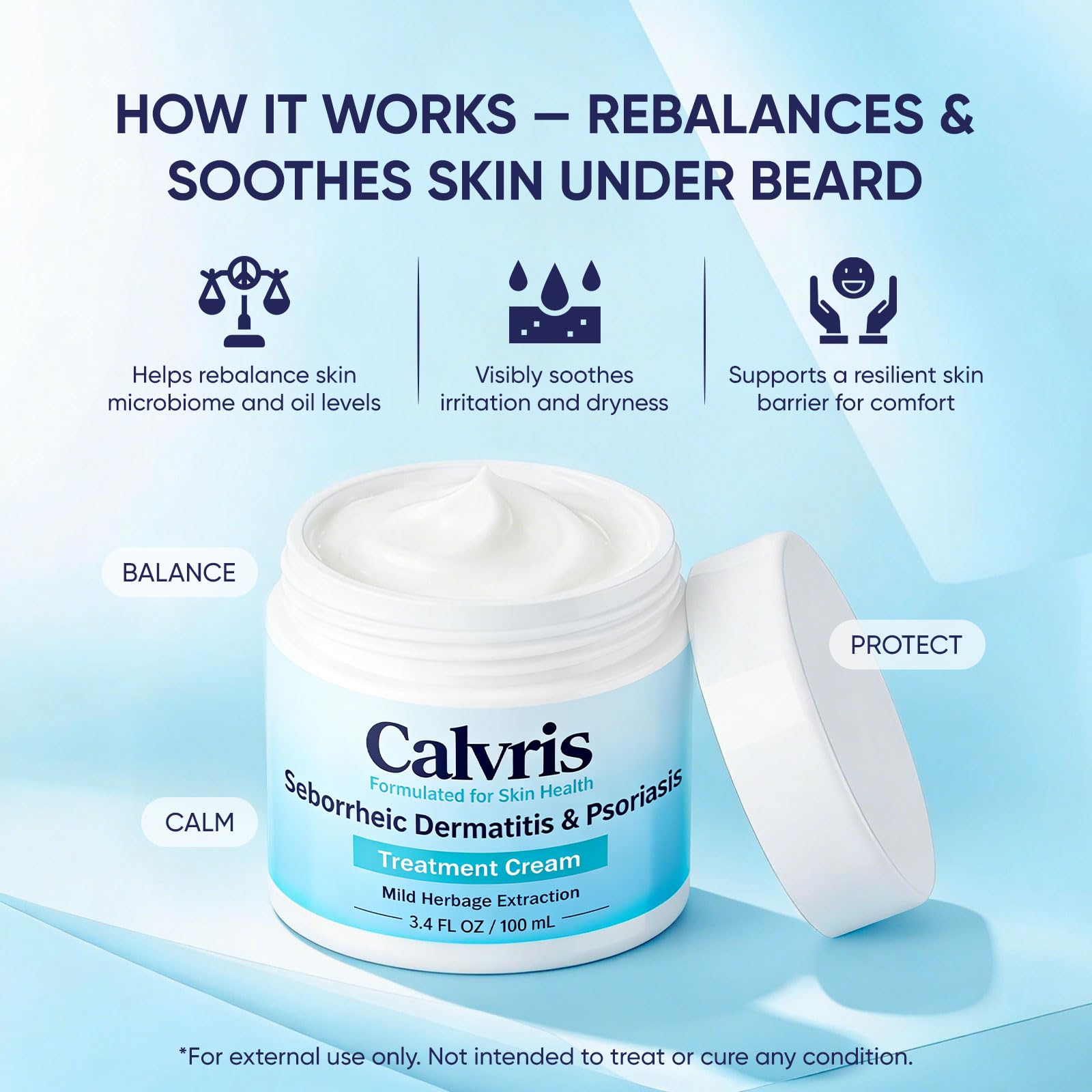 Vbolre Calvris Balm non-greasy texture ideal for beard and scalp.