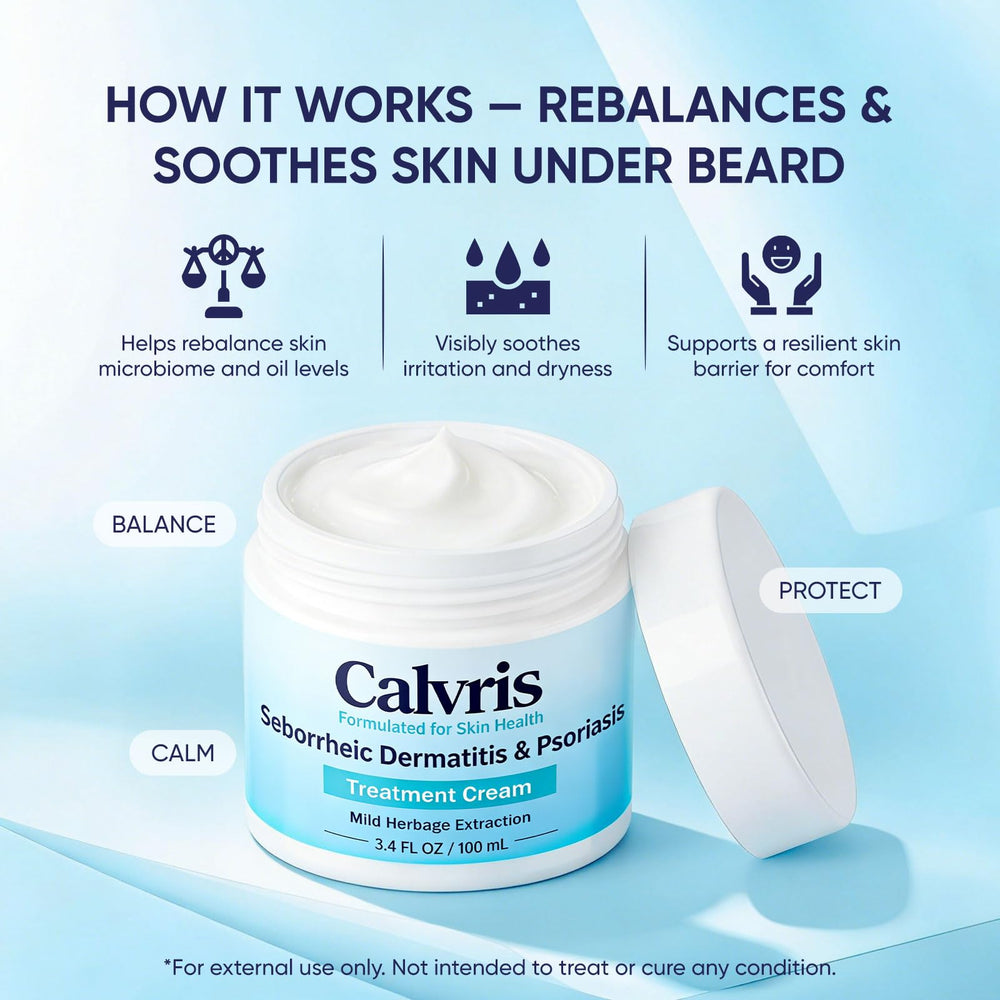 Vbolre Calvris Balm non-greasy texture ideal for beard and scalp.