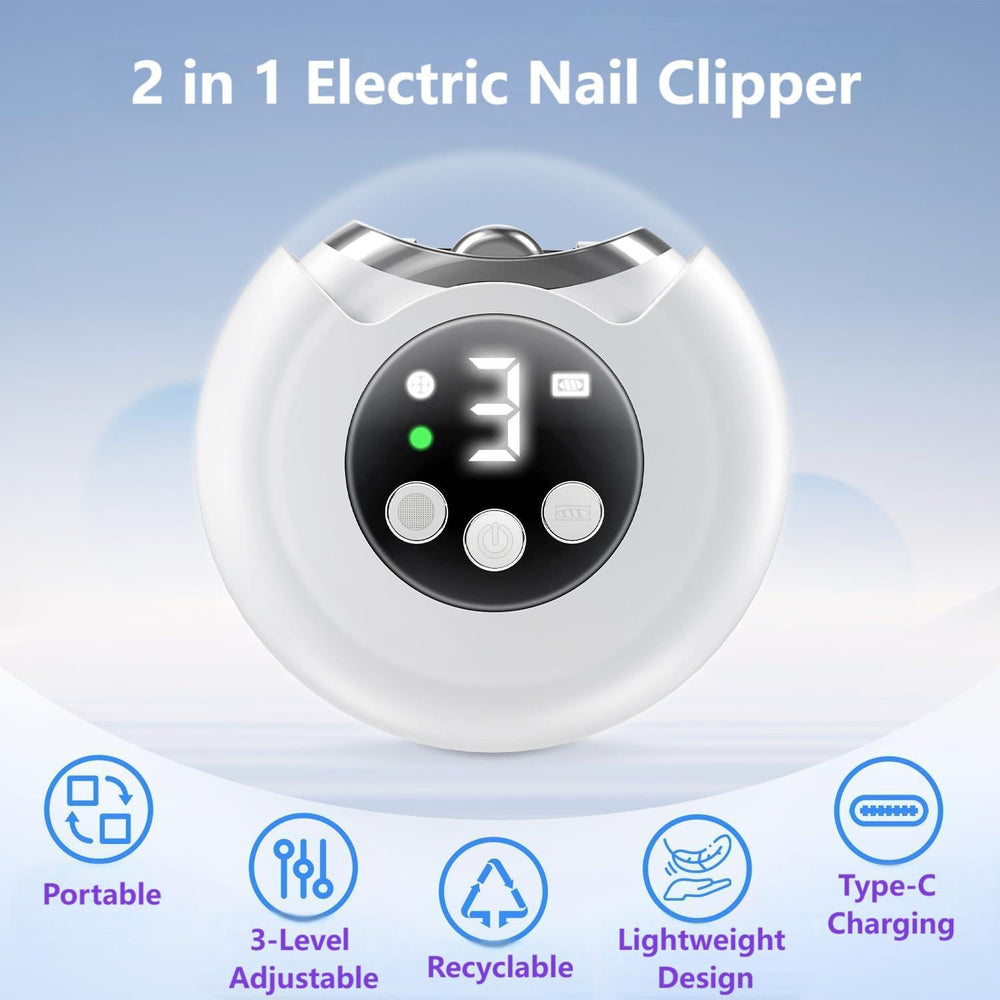 VBXBKC nail clipper with LED display showing speed levels