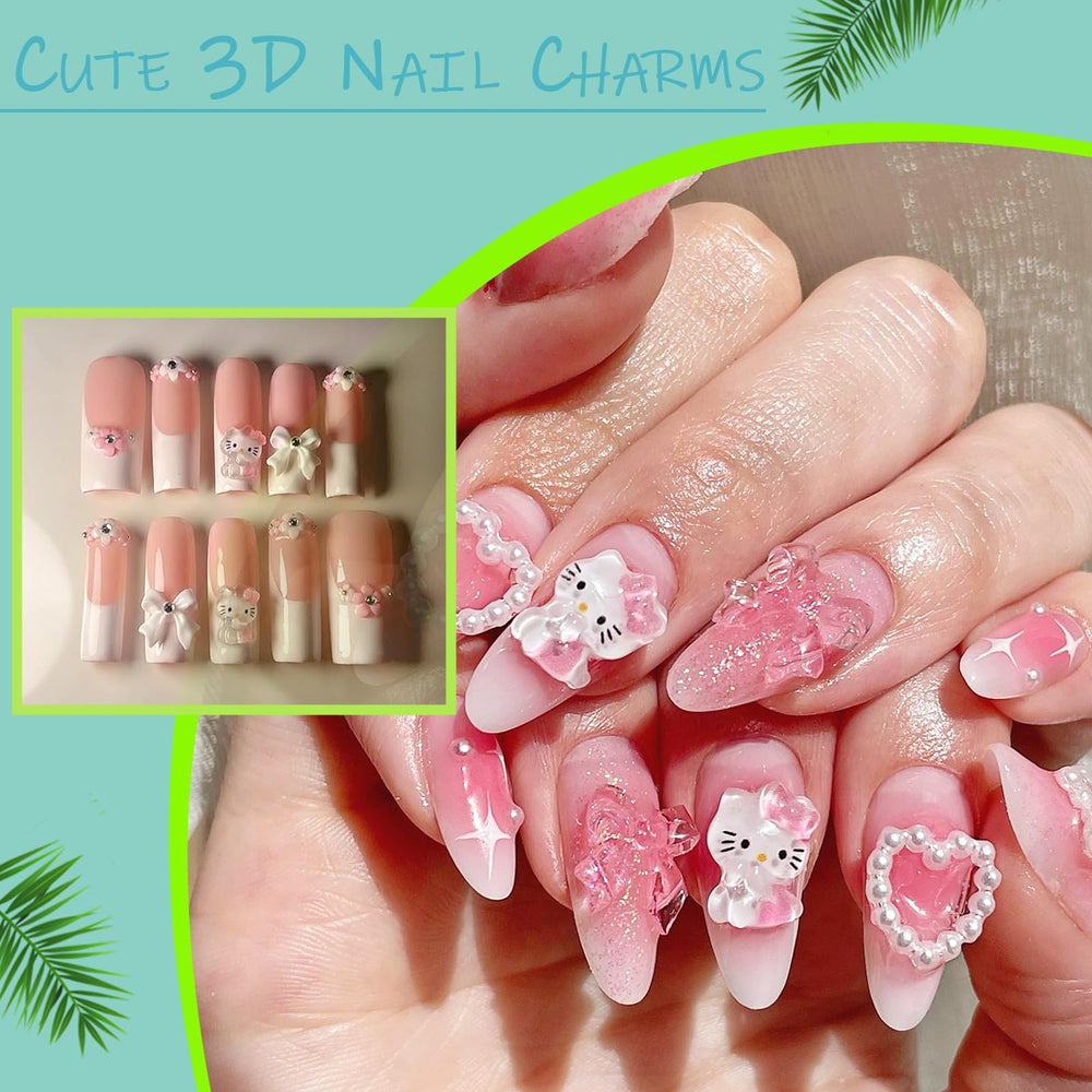 VCEOW slightly curved back charms lie flat for easier application on nails