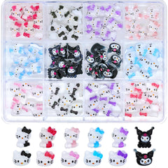 VCEOW kawaii nail charms kit with assorted cat designs for DIY nails