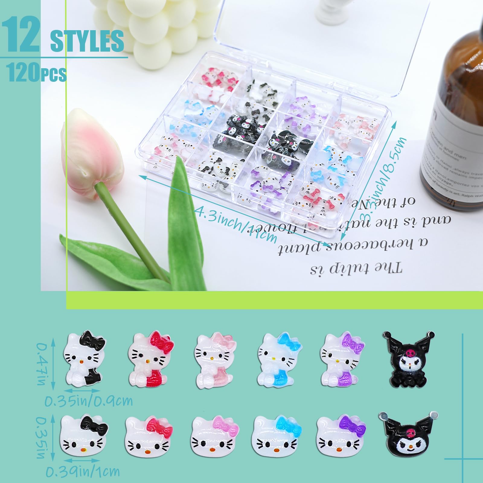 VCEOW resin cat charms for nails offer durable, lightweight details that last through daily wear