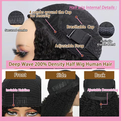 VCkiss 3-in-1 design shows half wig, headband, and drawstring pony features
