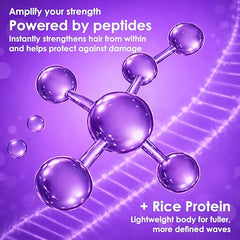 V&amp;Co Wave Babe ingredients featuring peptides and rice protein for stronger strands.