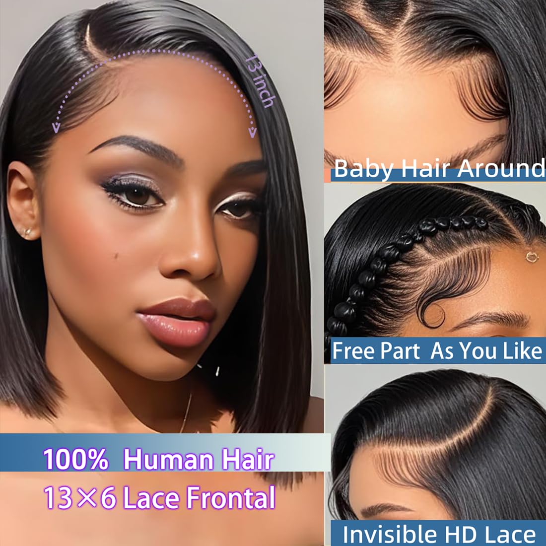 VCVVCV bob wig with 180 density adds fuller, natural volume.