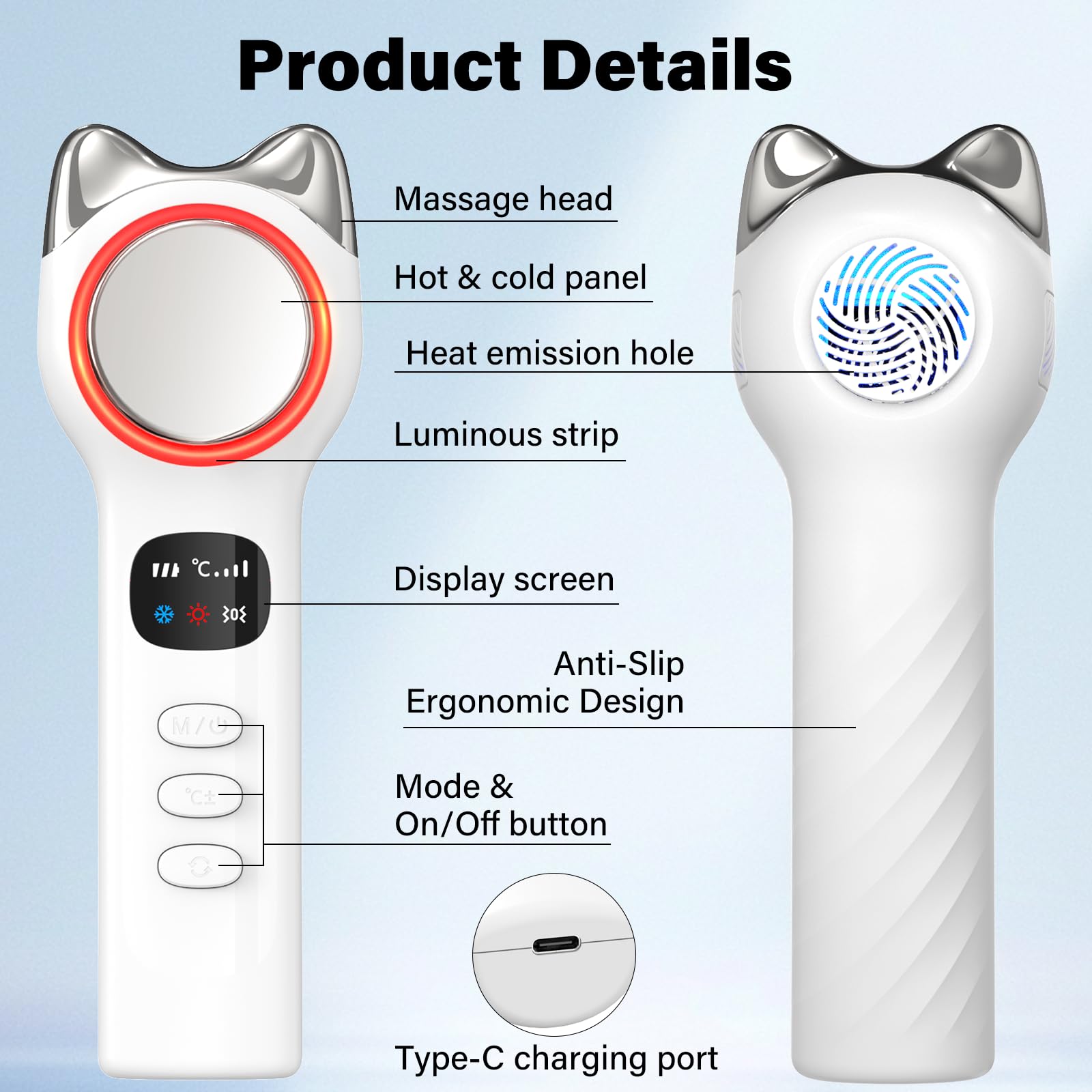 Vcycal anti-slip ergonomic handle for secure grip during use