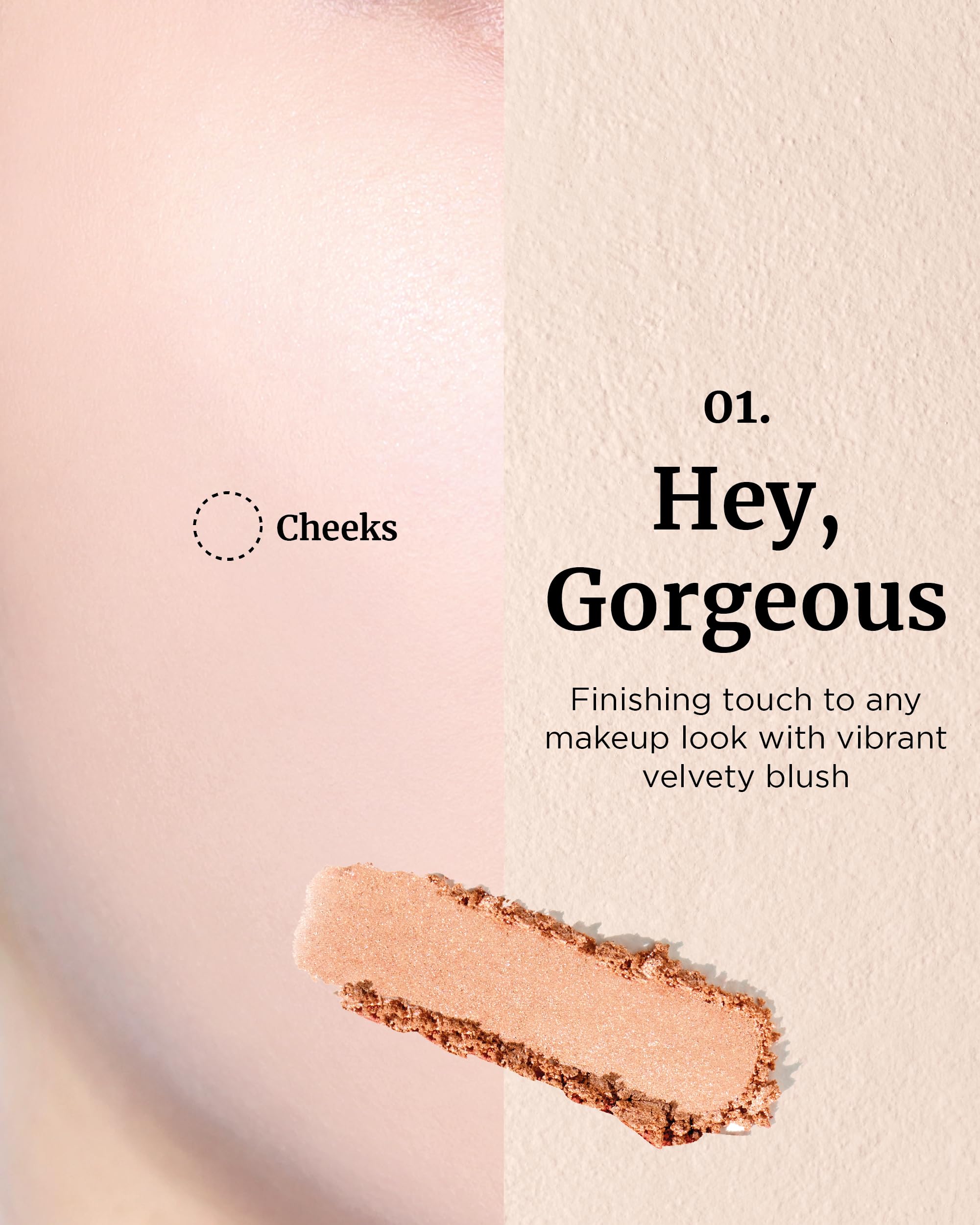VDL Cheekstain Blusher velvet powder texture delivers a soft natural flush
