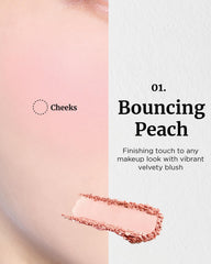 VDL Cheekstain Bouncing Peach velvet powder texture for a soft glow.