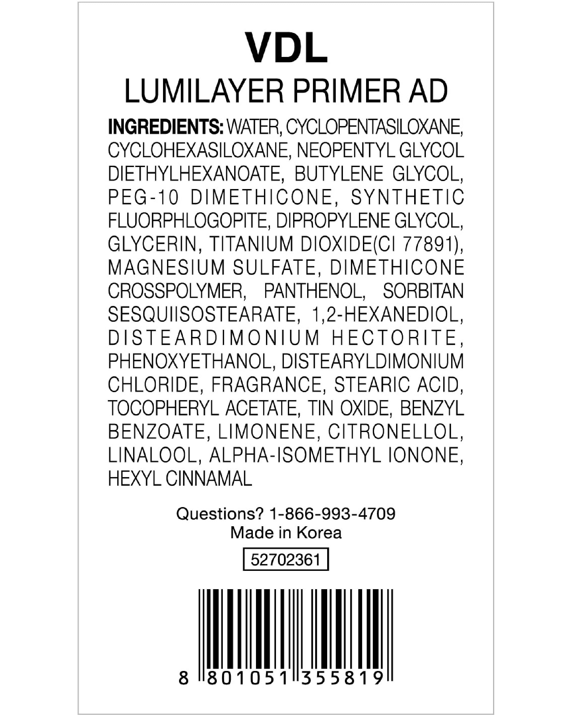 VDL Lumilayer Primer 30ml bottle shown for everyday luminous makeup