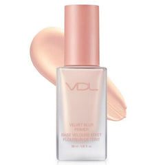 VDL Velvet Blur Primer bottle close-up showing matte, all-day wear