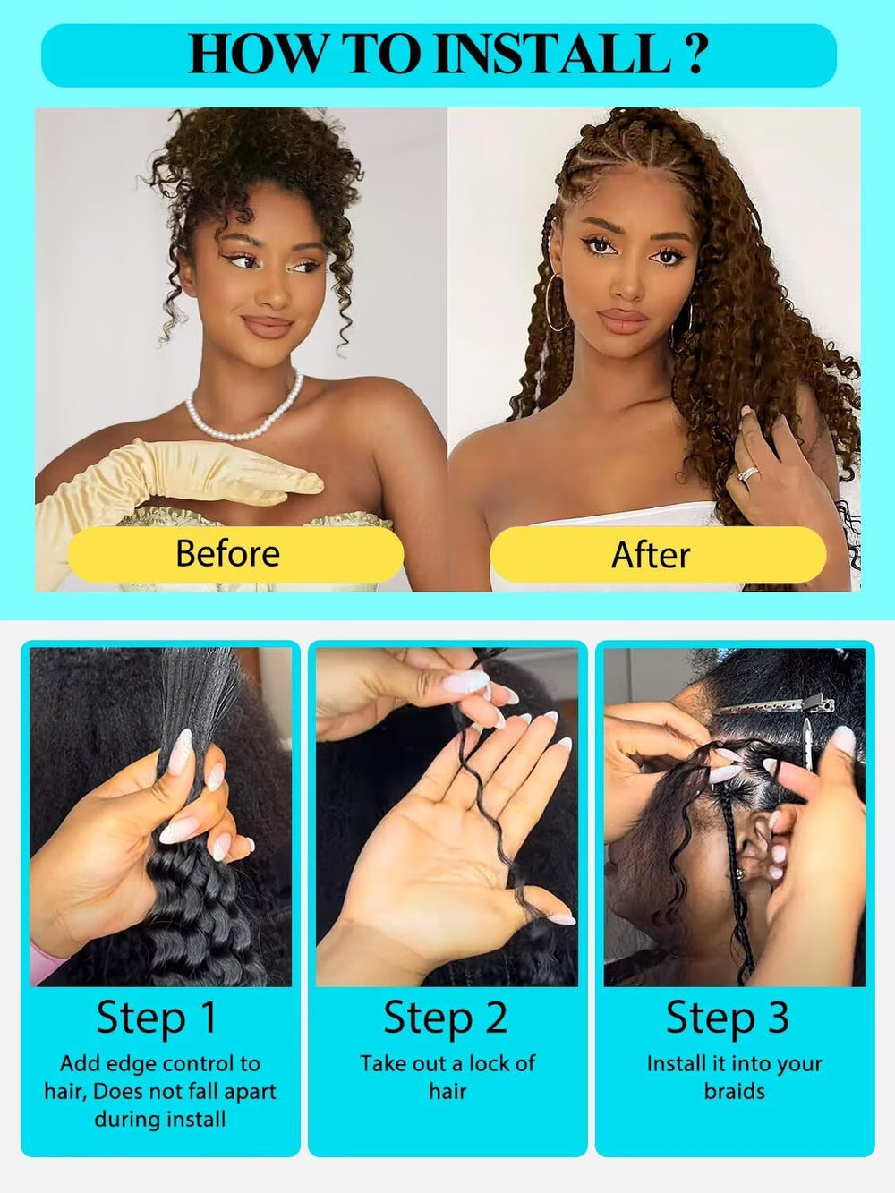 VDZ boho knotless braids styling idea with glossy curls