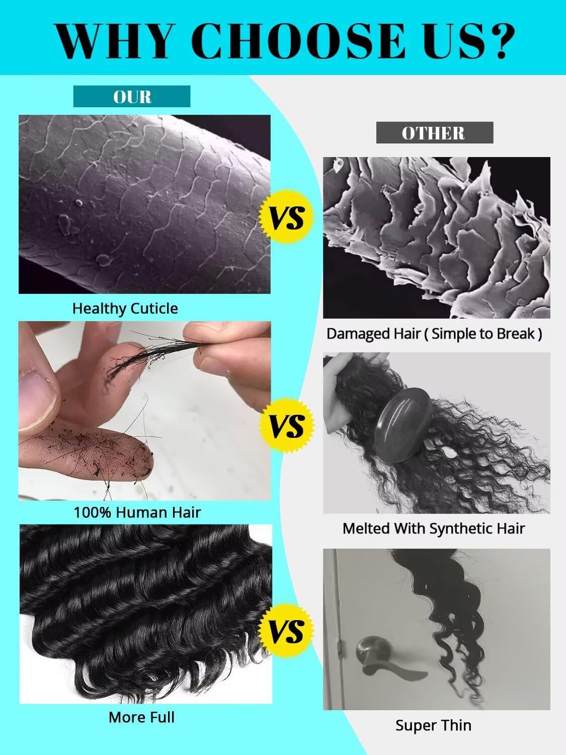 VDZ Brazilian virgin bulk curly hair close-up, soft and tangle-free texture