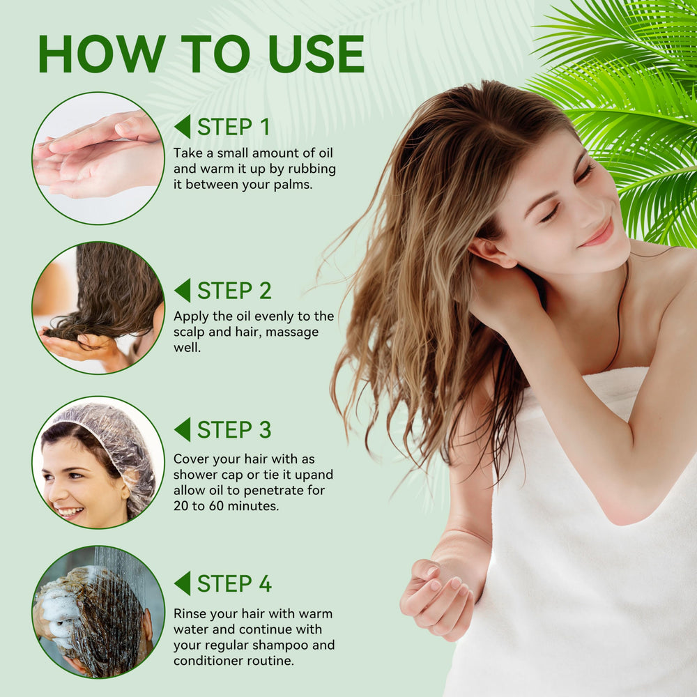Veakoo Batana Oil easy to use image shows simple application ritual.
