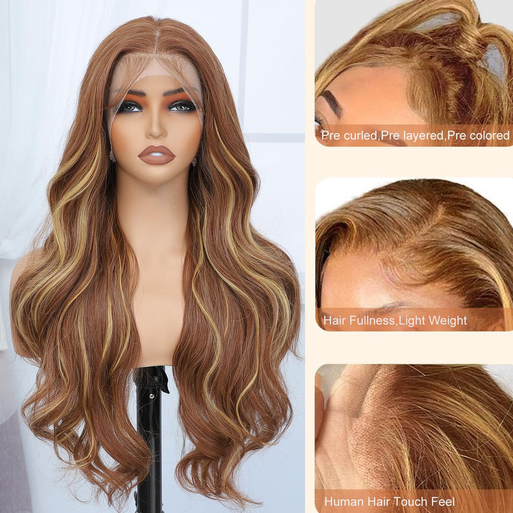 Veally 13x4 highlight lace front wig showing free part styling possibilities