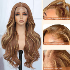 Veally 13x4 highlight lace front wig showing free part styling possibilities