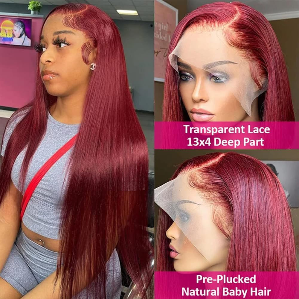 Veally burgundy 13x4 HD lace front wig cap application for easy wear.