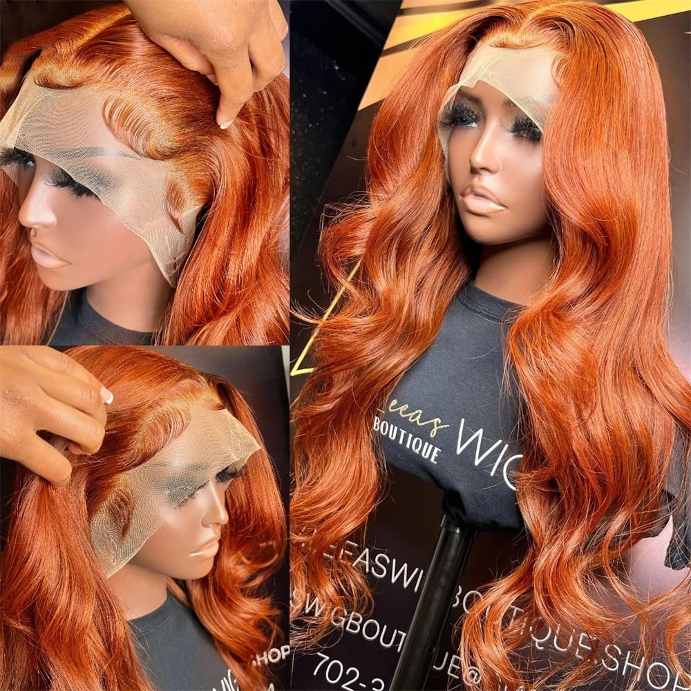 Veally ginger orange lace front wig, adjustable band ensures secure fit.