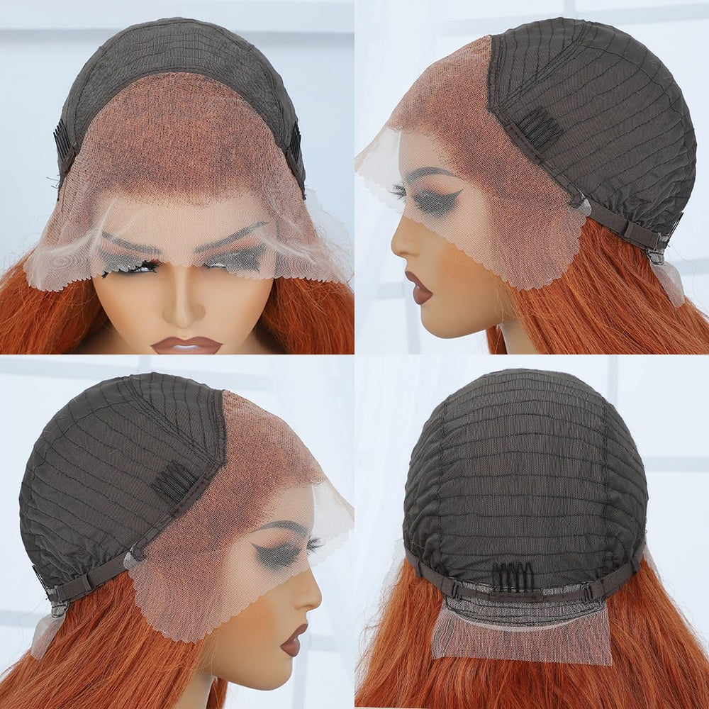 Veally ginger orange lace front wig, heat-resistance feature kept within safe temperatures.