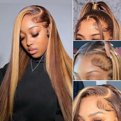 Veally highlight lace front wig back view reveals full, even length and natural flow.