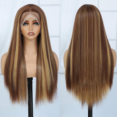 Veally highlight lace front wig side view shows versatile styling potential in honey blonde.