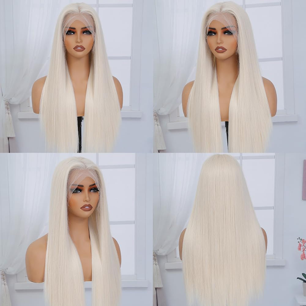 Veally platinum-blonde wig parting options enables flexible styling