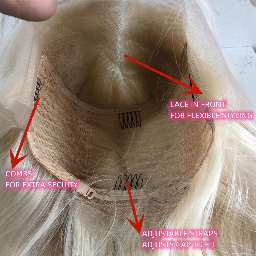 Veally platinum-blonde wig straight texture appears silky and smooth