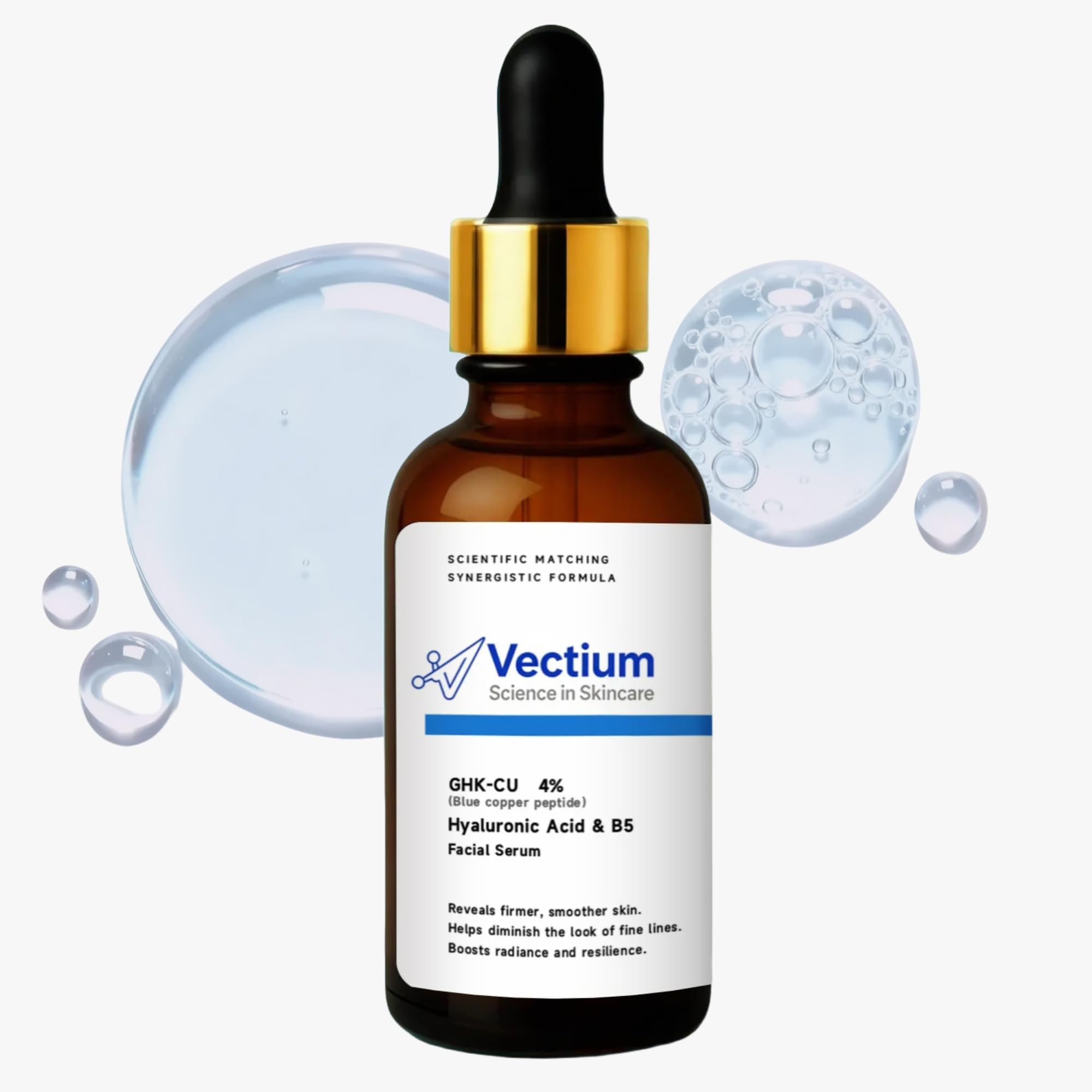 Vectium Blue Copper Serum bottle for daily hydration and firming potential.