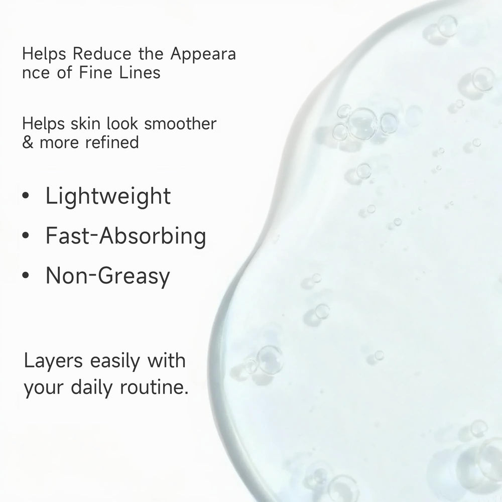 Vectium Blue Copper Serum texture swatch shows smooth, non-greasy finish.