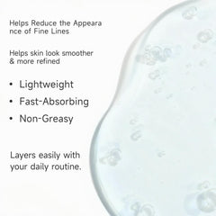 Vectium Blue Copper Serum texture swatch shows smooth, non-greasy finish.