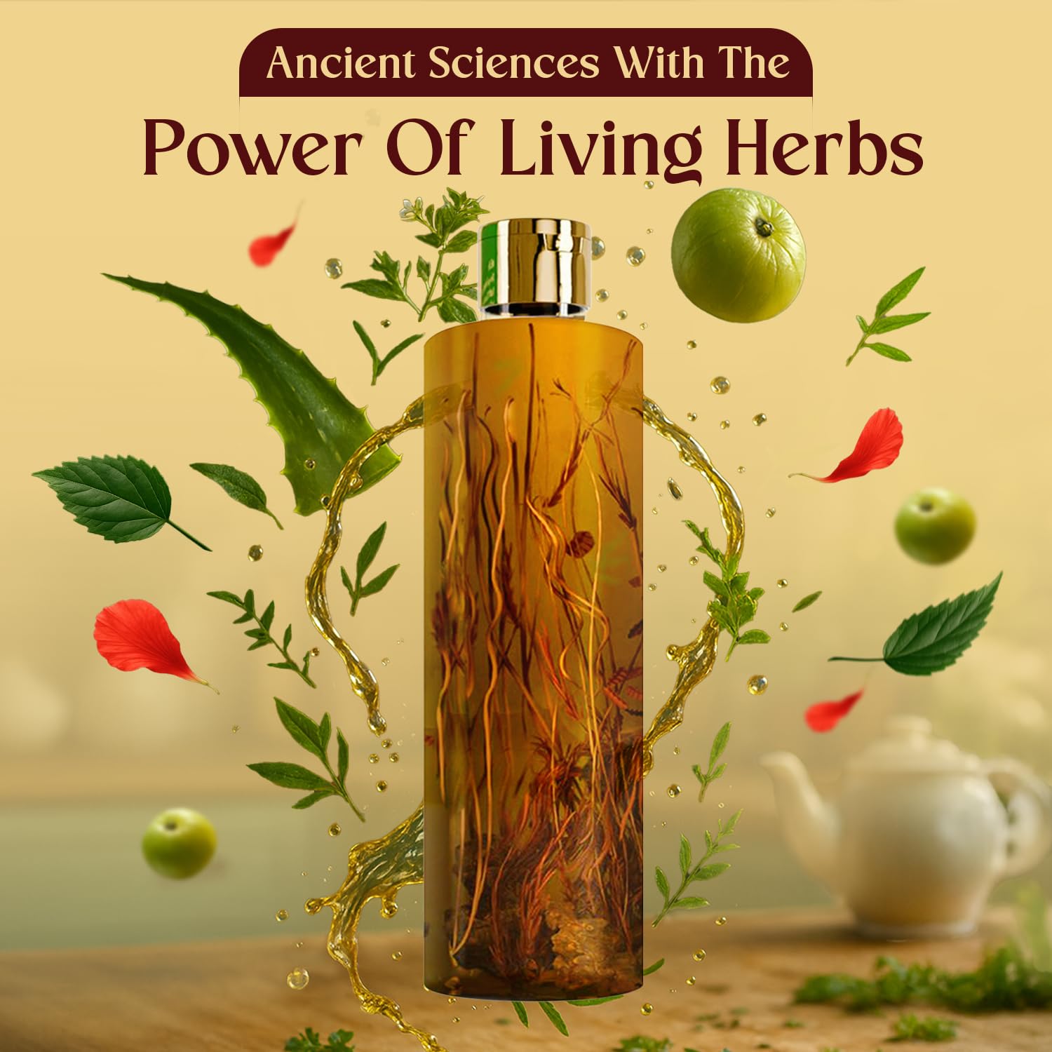 VEDA Active Herbs Hair Oil packaging showcases premium ayurvedic care.