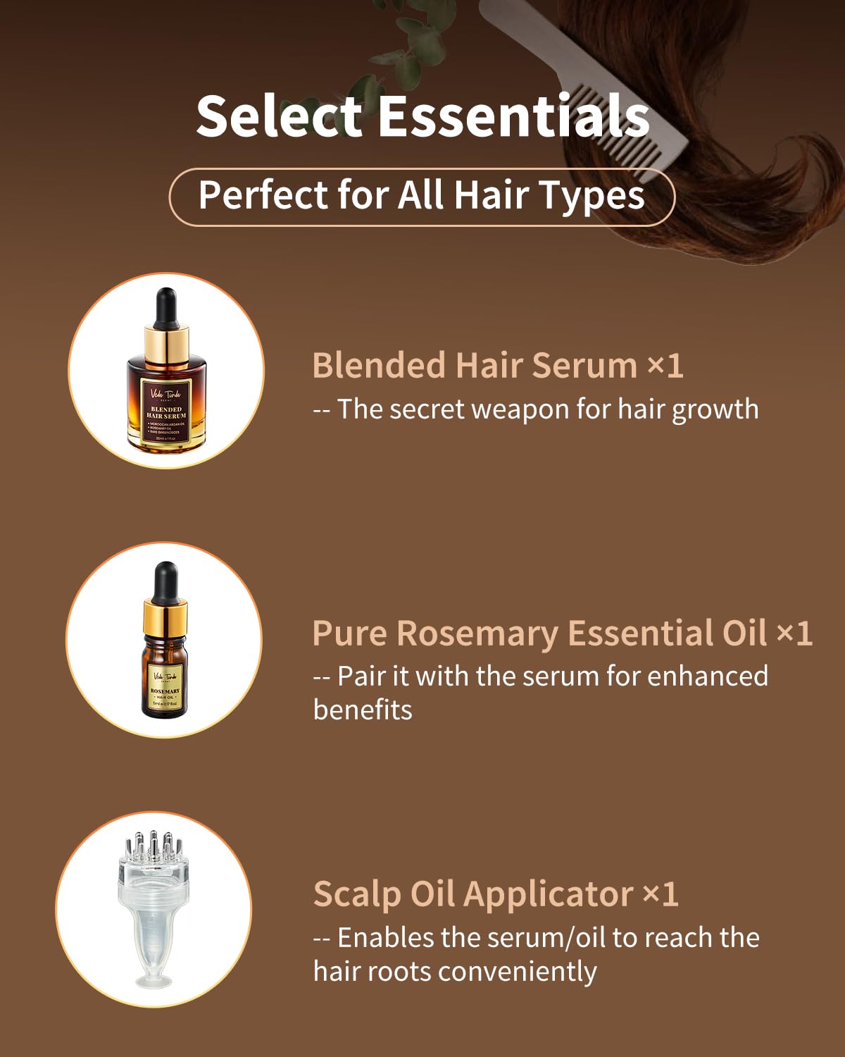 VEDA TINDA SCENT argan and rosemary blend bottle highlights premium ingredients.