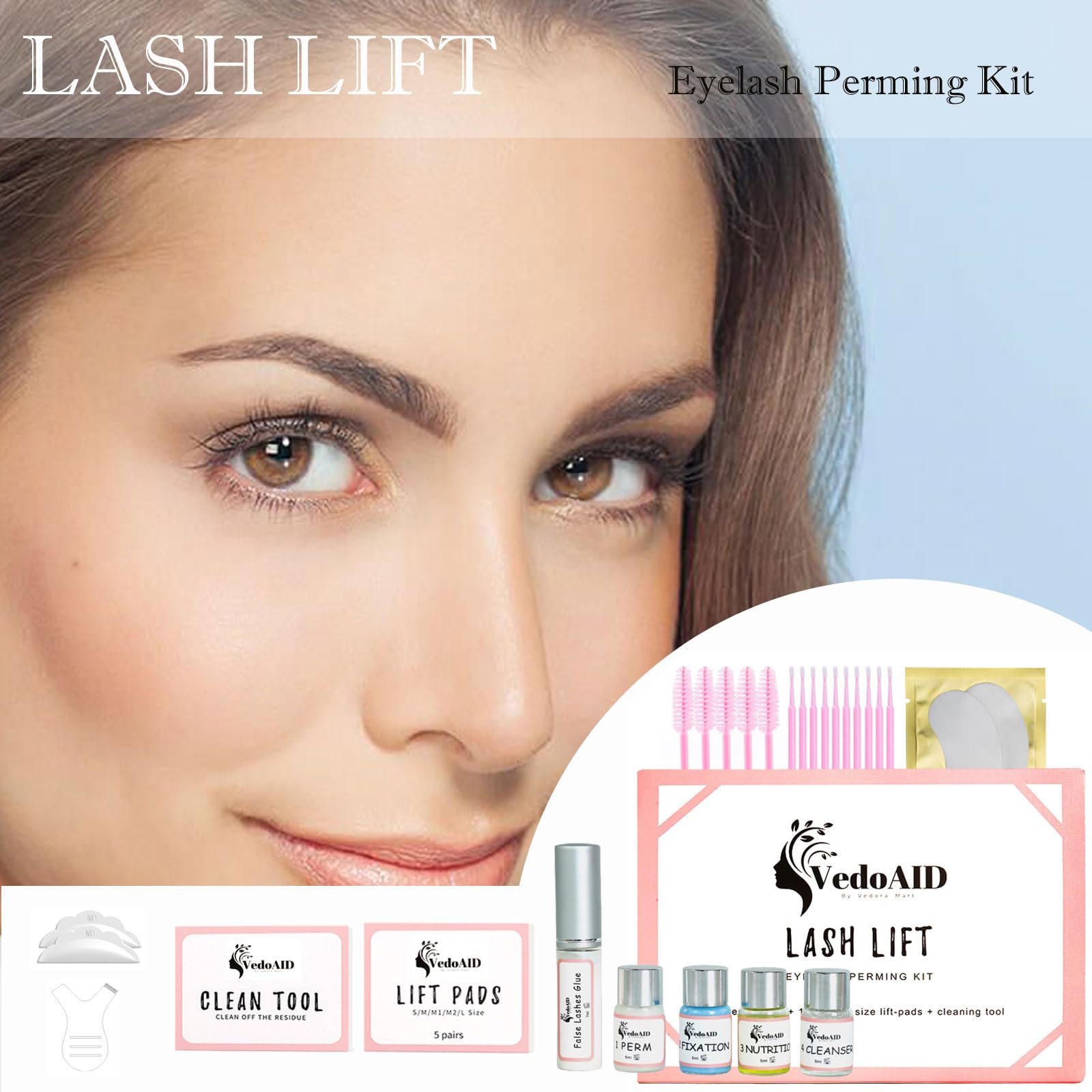 VedoAID at-home lash lift kit shot for professional results.