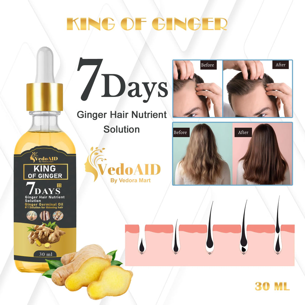 VedoAID Ginger Oil being massaged into the scalp for nourishment.