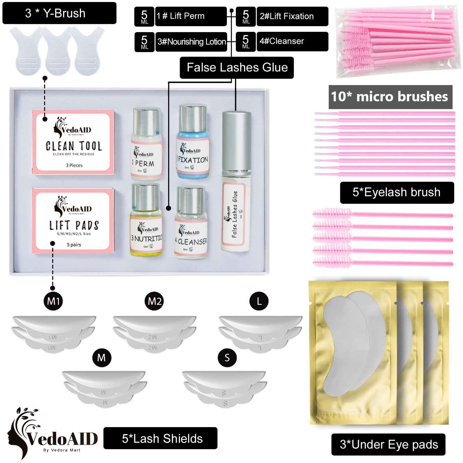 VedoAID lifting pads and shields enable precise at-home lash lifting.
