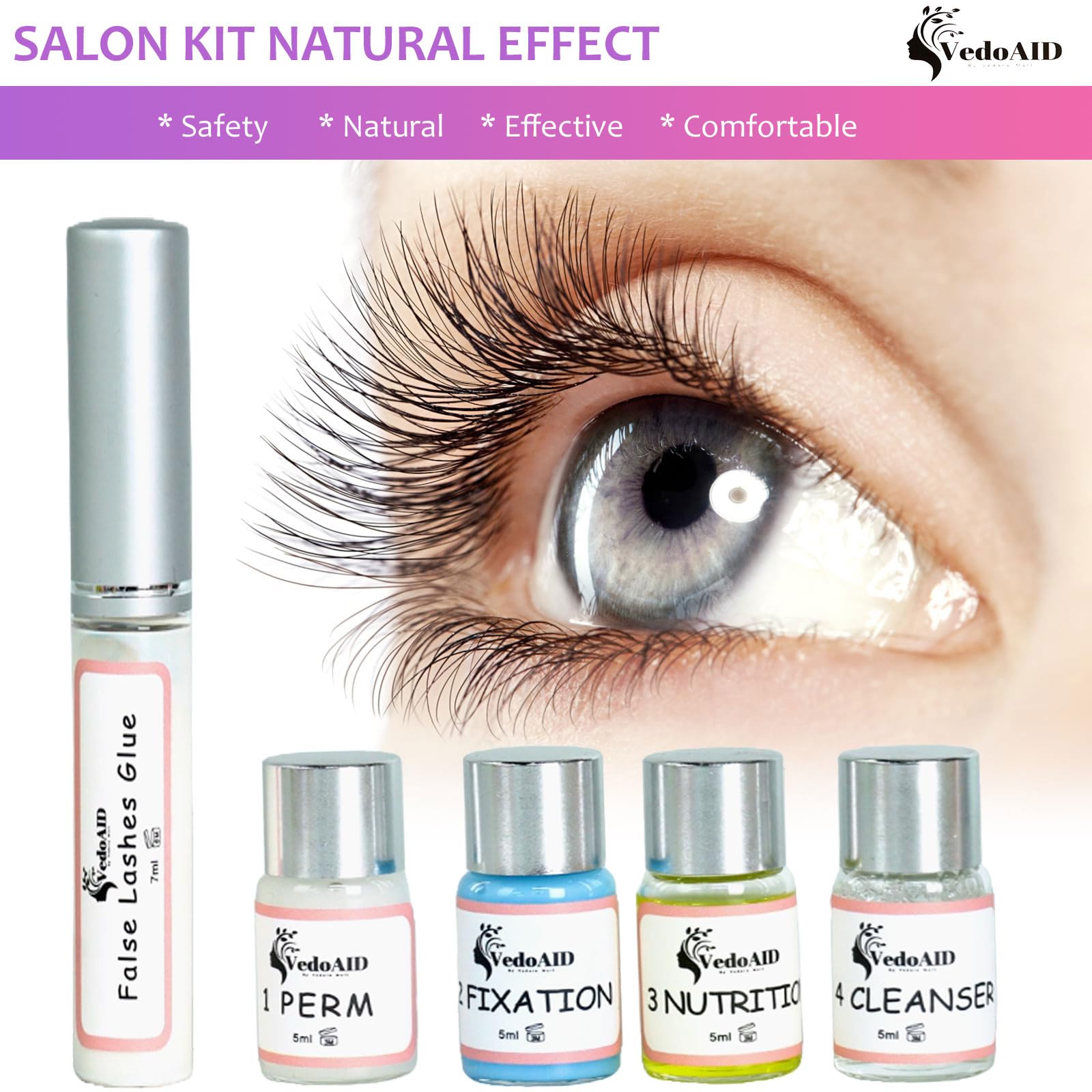 VedoAID lash lift tools set arranged for easy use.