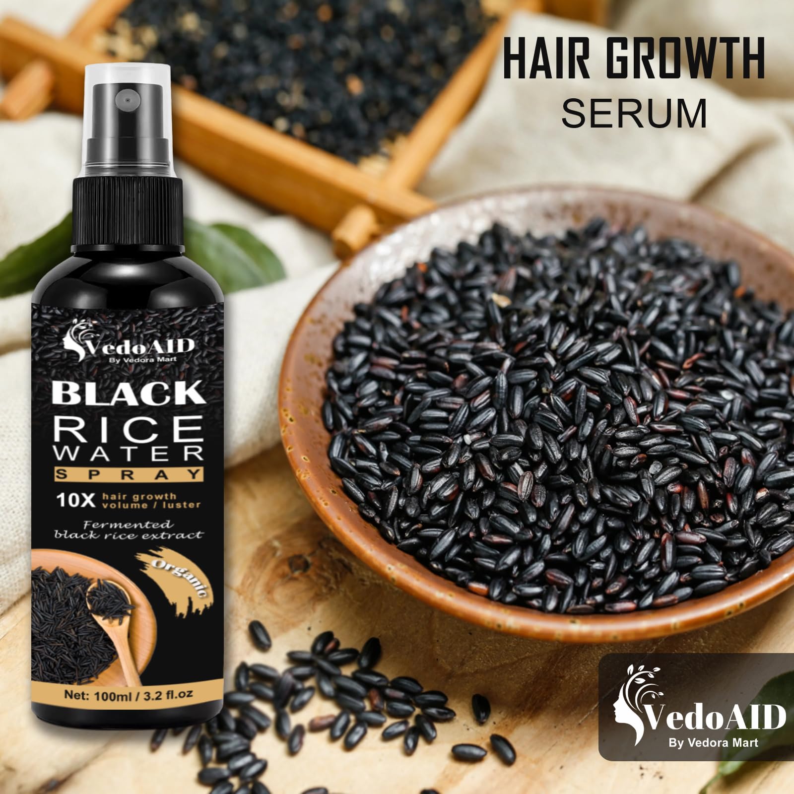 VedoAID quick-absorption serum on scalp indicating lightweight feel.