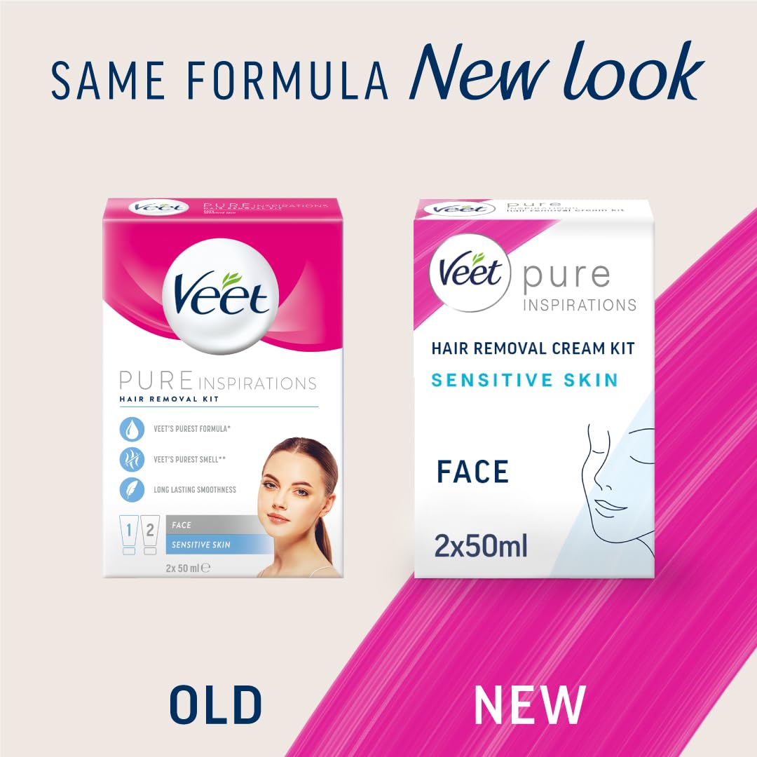 Veet Face Cream Kit Sensitive applying cream on cheeks demonstrating precise application