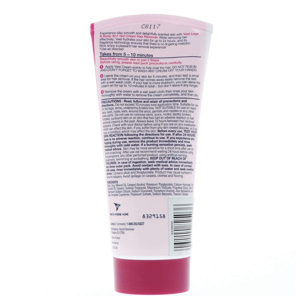 Veet gel cream texture close-up, easy spread for even application.