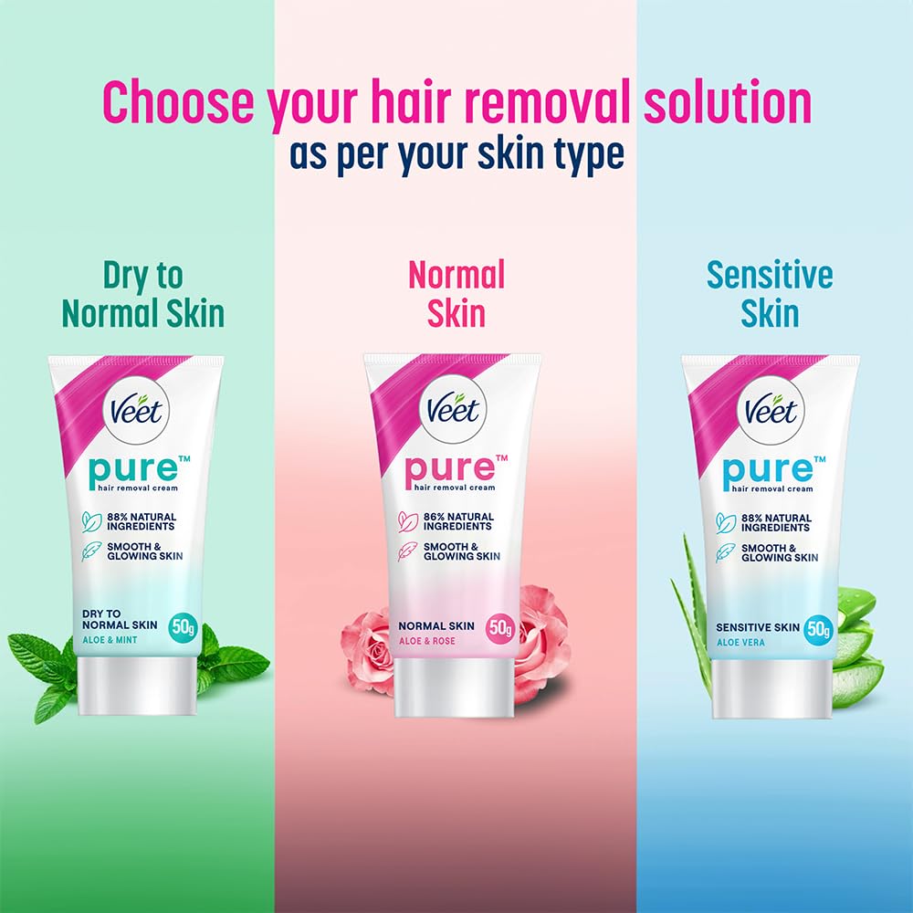 Veet hair removal cream 50 g shows precise application for smooth results.