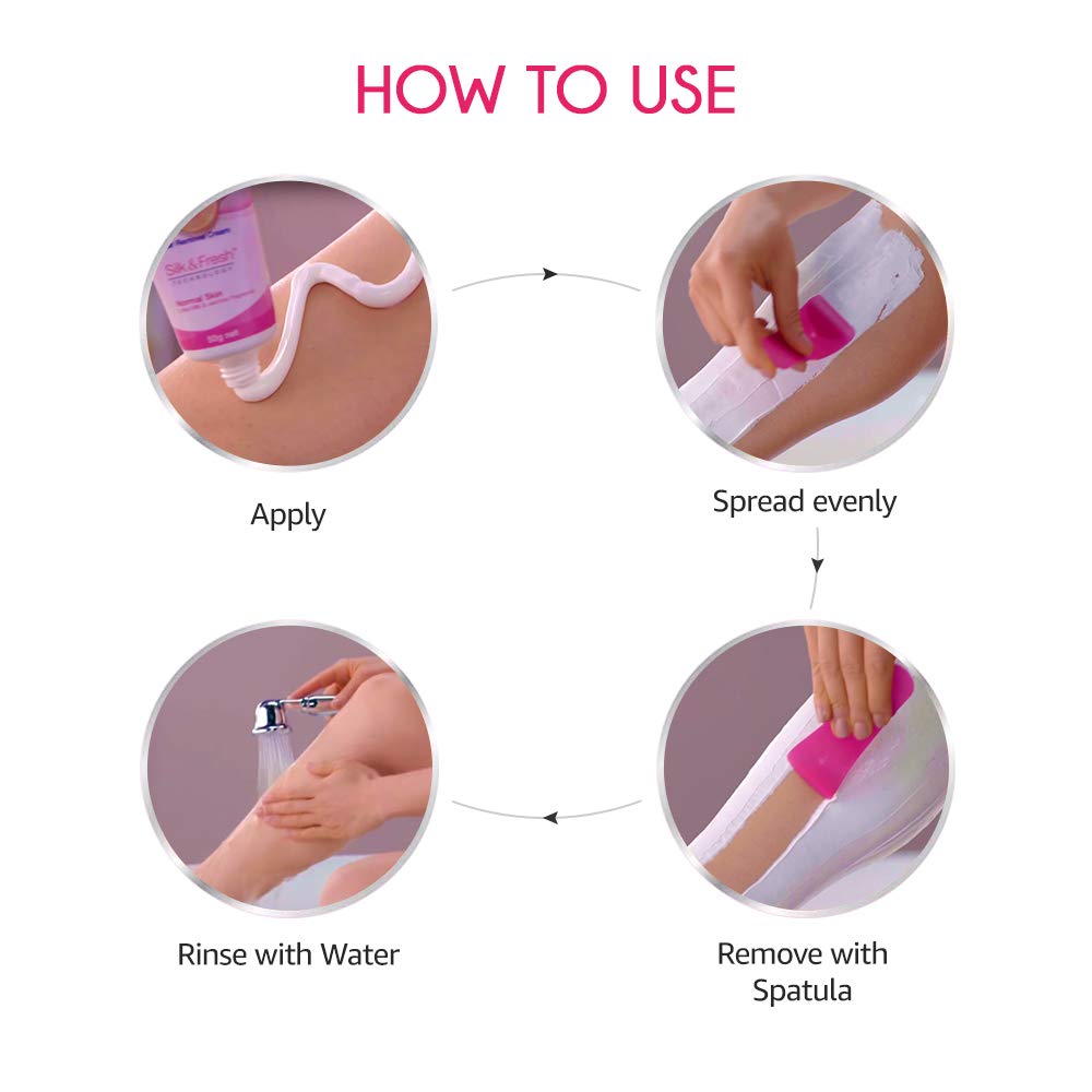 Applying Veet on leg with normal skin formula