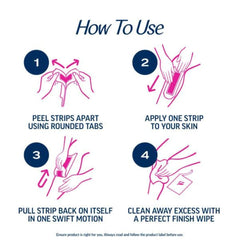 Veet ready-to-use wax strips in action, no heating required.