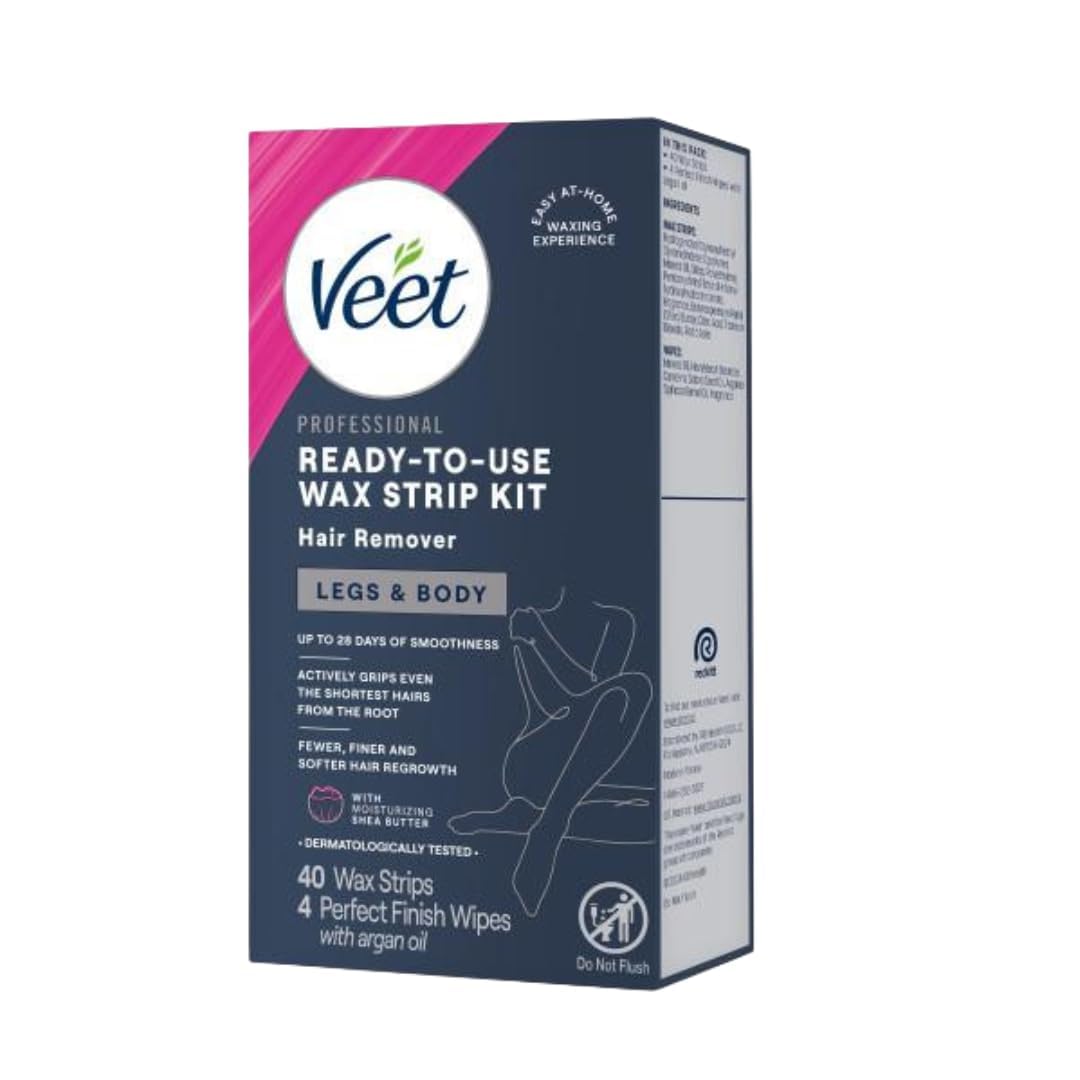 Veet wax strips remove hair close to the root.