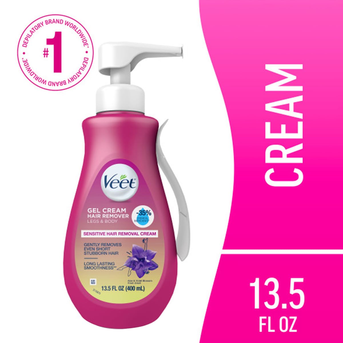 Veet sensitive formula with Aloe Vera and Vitamin E for moisturized skin.