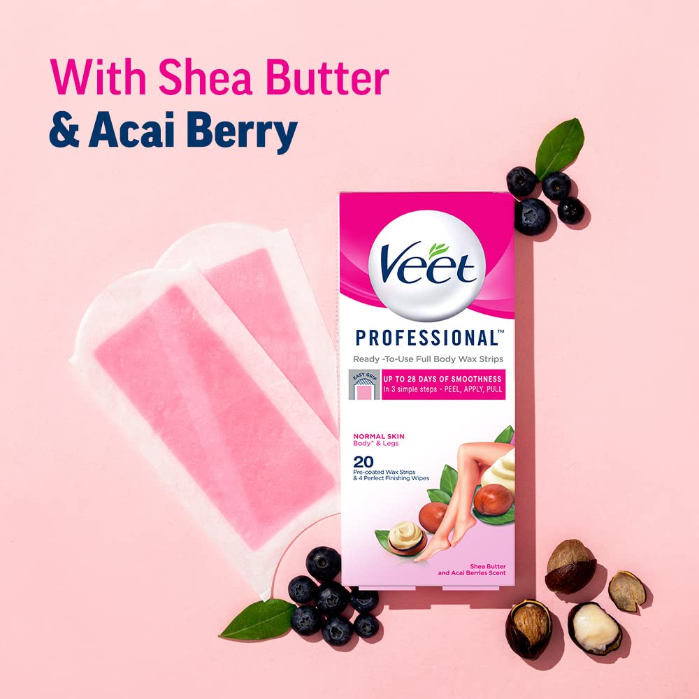 Veet wax strip usage step by step demonstration.