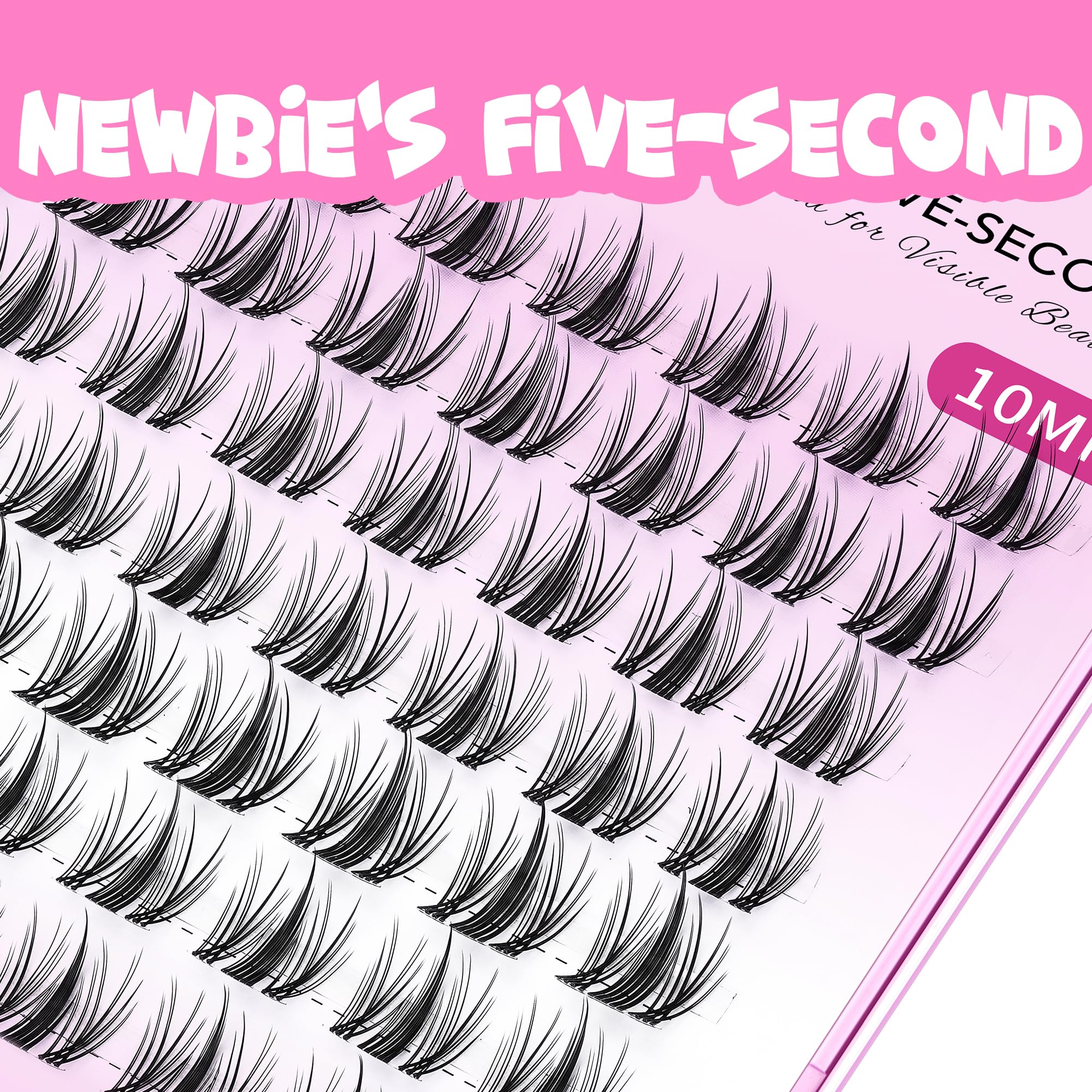VEYESBEAUTY Wispy cluster lashes with soft, thin bands for natural lift.